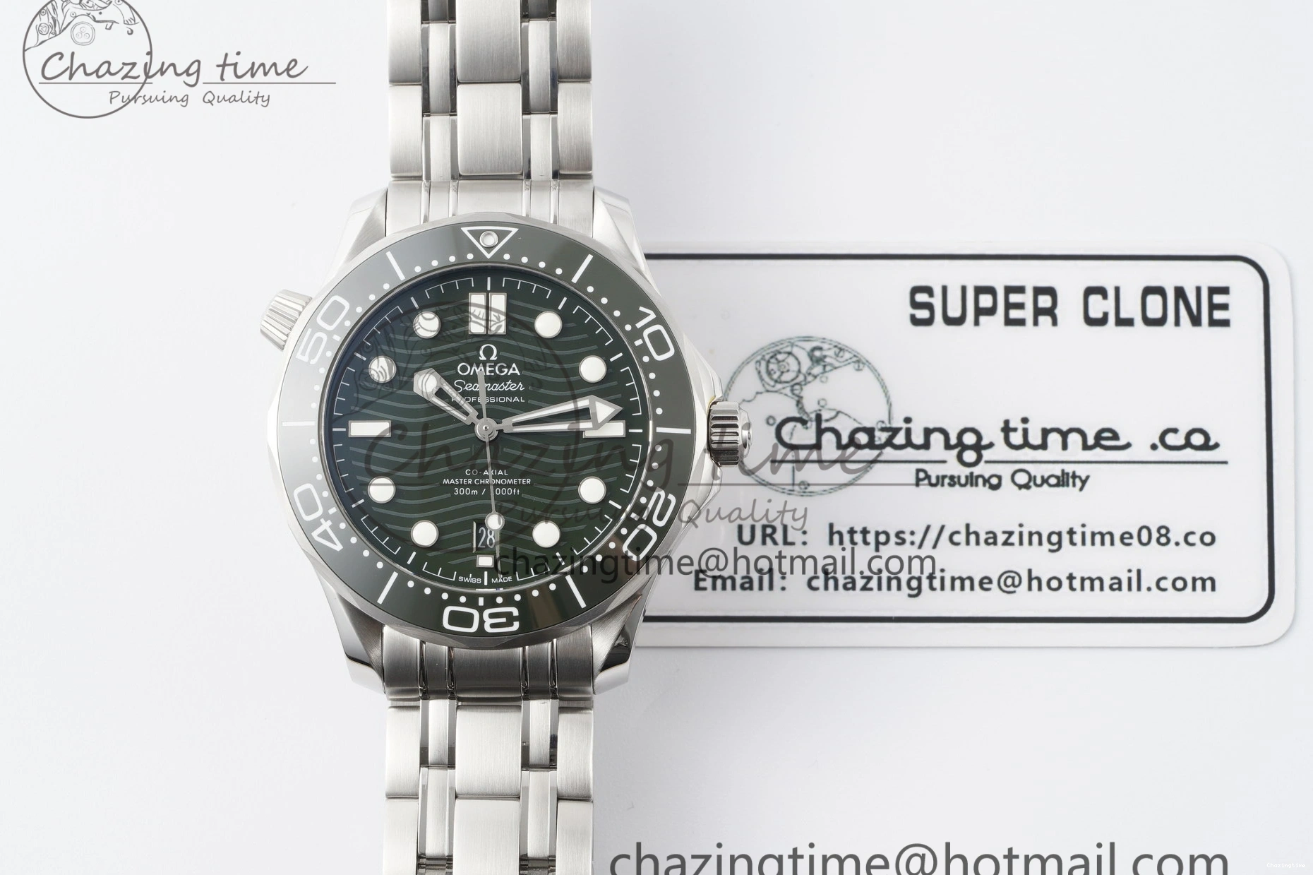 0110 Seamaster Diver 300M VSF 1:1 Best Edition Green Ceramic Green Dial on SS Bracelet A8800 V Popular 7824